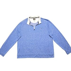 Mens Greg Norman Blue 1/4 Zip Pullover Golf Shirt XL PlayDry Shark Logo Athletic